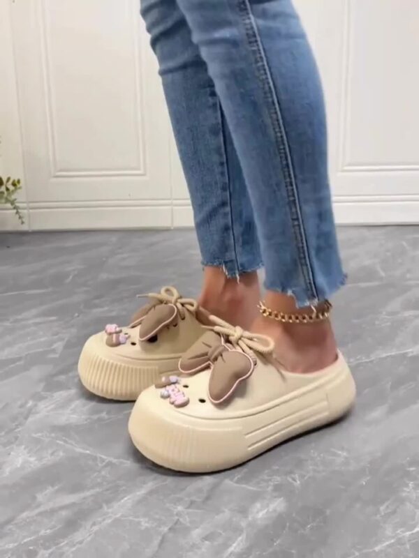Perfect for Easter Gifts, Essential for Parties, 2025 Summer New Arrival, Japanese and Korean Style Slip-On Non-Slip Women's Sandals with Bow Detailing, Thick Sole Elasticity, Lightweight Breathable, Suitable for Home, Outdoor, Office, and Gatherings - Image 11