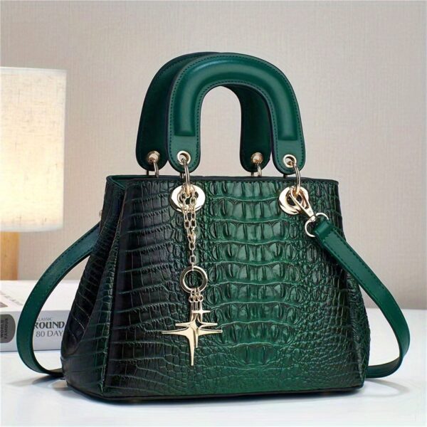 Luxury Crocodile Print Tote Bag, Elegant Top Handle Satchel, Women's Fashion Handbag, Shoulder Bag, Crossbody Bag & Purse - Image 7