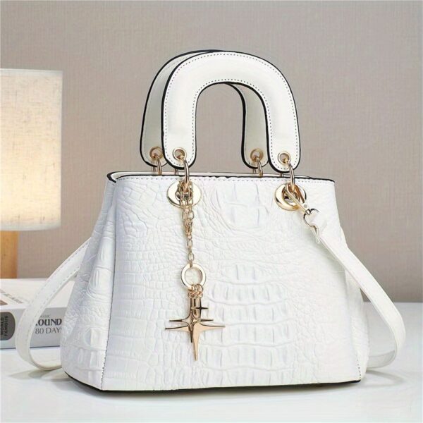 Luxury Crocodile Print Tote Bag, Elegant Top Handle Satchel, Women's Fashion Handbag, Shoulder Bag, Crossbody Bag & Purse - Image 3
