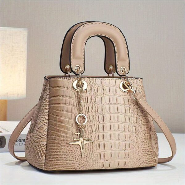 Luxury Crocodile Print Tote Bag, Elegant Top Handle Satchel, Women's Fashion Handbag, Shoulder Bag, Crossbody Bag & Purse - Image 5