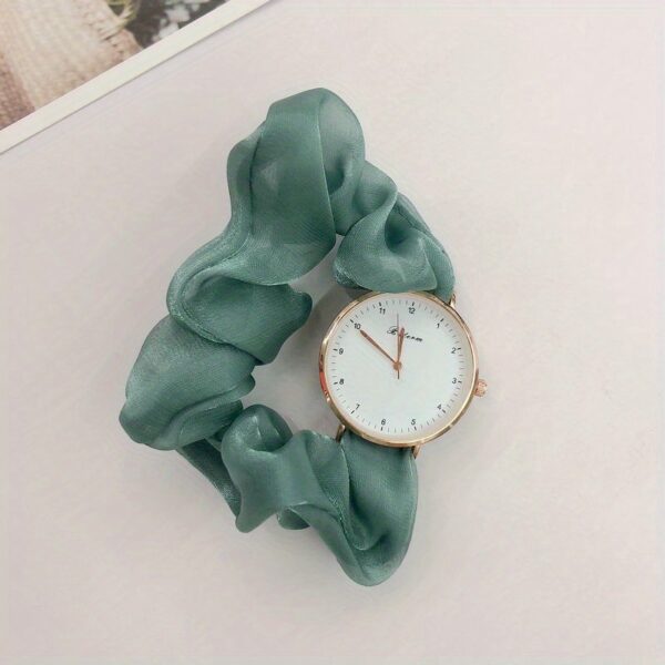 Cute Round Quartz Watch Sparkling Satin Hair Ring Strap Wrist Watch Women Casual Watch - Image 13