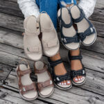 Women's Casual Chunky Heel Sandals - Solid Color, All-Season, Hook-and-Loop Fastener Closure, Round Toe, Faux Cover