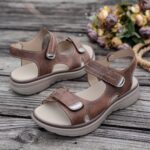 Women's Casual Chunky Heel Sandals - Solid Color, All-Season, Hook-and-Loop Fastener Closure, Round Toe, Faux Cover - Image 13