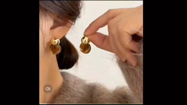 Boho Style 14K Golden Plated Copper Geometric Drop & Dangle Earrings for Women - Fashion Round Resin Textured Earrings, Stainless Steel Ear Needle, No Mosaic Material, Suitable for Party Occasions, All Seasons - Image 6