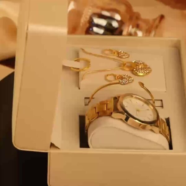 6pcs Elegant Women's Quartz Watch Set with Heart-Shaped Jewelry, Perfect Gift for Ladies, Non-Adjustable Alloy Strap, Classic Bar Markers Round Dial, Ideal Gift for Sisters and Mothers, Suitable for Ramadan or Casual Attire, No Packaging Box Included, Middle East Special Edition - Image 20