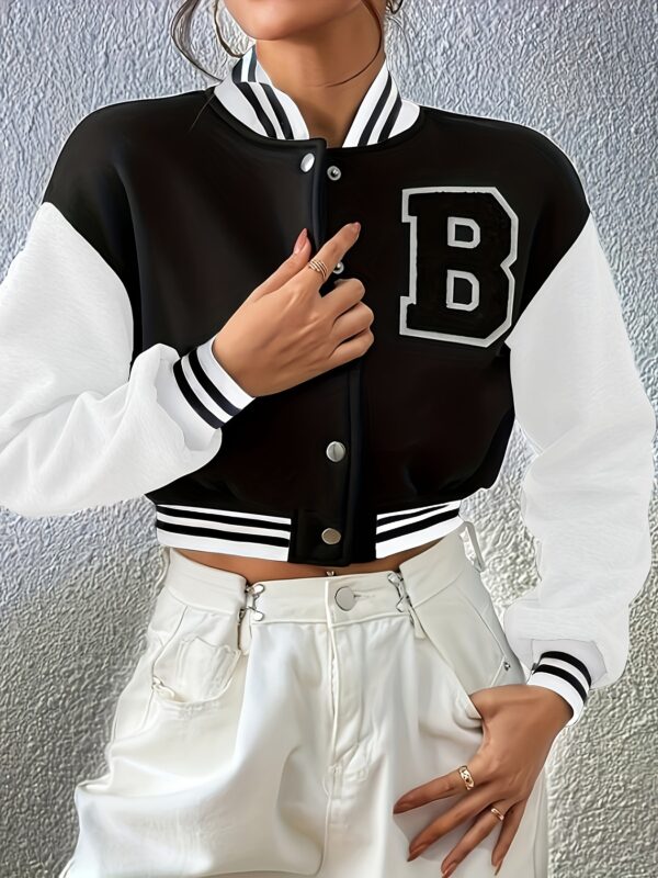 2023 Autumn and Winter New Fleece Women's Pilot Jacket Baseball Uniform Short Jacket Colorful Letter Casual Loose Long Sleeve Jacket