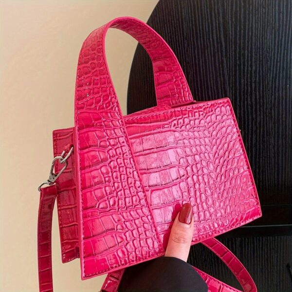 Luxurious Crocodile Print Synthetic Leather Handbag for Women - Golden Animal Print, Snap Button Closure, Synthetic Lining, Perfect for Formal & Casual Occasions - Image 8