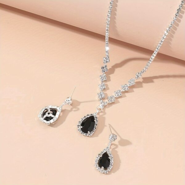 1 Set of Women's European and American Trendy Synthetic Zirconia Claw Chain Necklace Earrings Bridal Jewelry Set for Wedding, Party, or Holiday Gift - Image 7