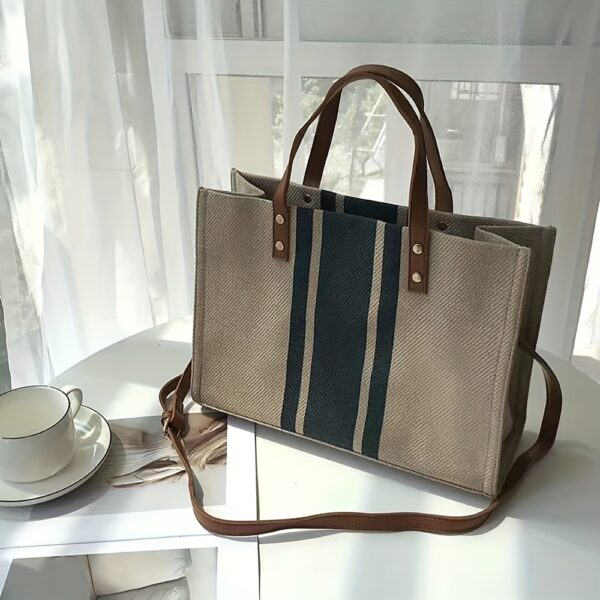 Striped Tote Bag, Large Capacity Shoulder Bag, Women'S Commuter Handbags - Image 10