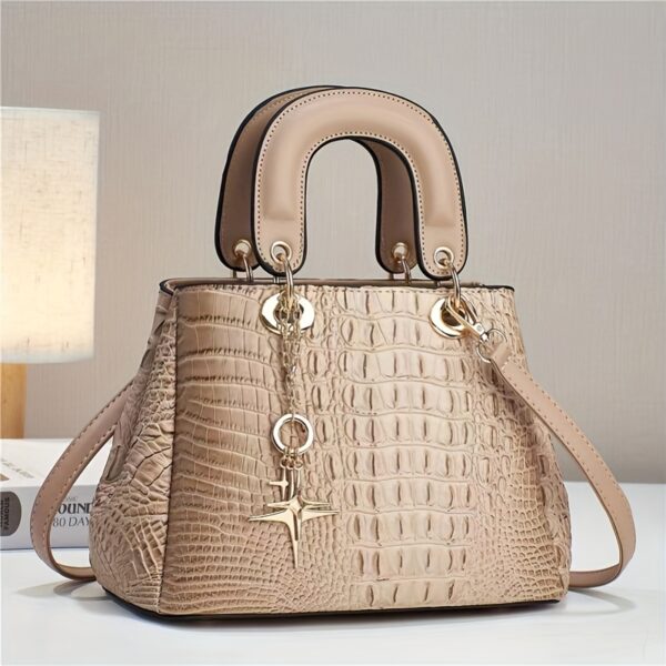 Luxury Crocodile Print Tote Bag, Elegant Top Handle Satchel, Women's Fashion Handbag, Shoulder Bag, Crossbody Bag & Purse - Image 12