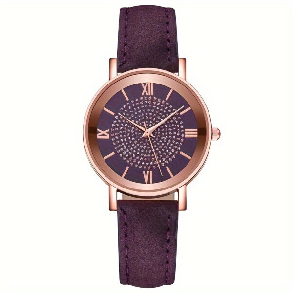 Ladies Casual Quartz Watch with Rhinestone Embellishments, Round Case, Analog Display, Band, Button Battery, Non-Rechargeable - Image 3