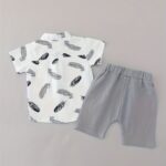 Toddler Summer Feather Print Shirt Shorts Set, for Outdoor - Image 9