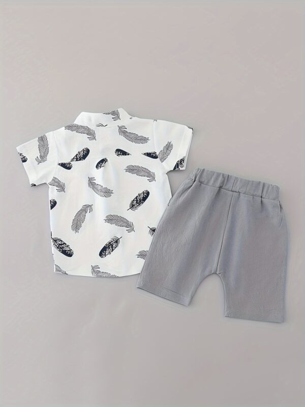 Toddler Summer Feather Print Shirt Shorts Set, for Outdoor - Image 9