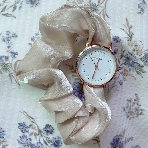 Cute Round Quartz Watch Sparkling Satin Hair Ring Strap Wrist Watch Women Casual Watch - Image 7