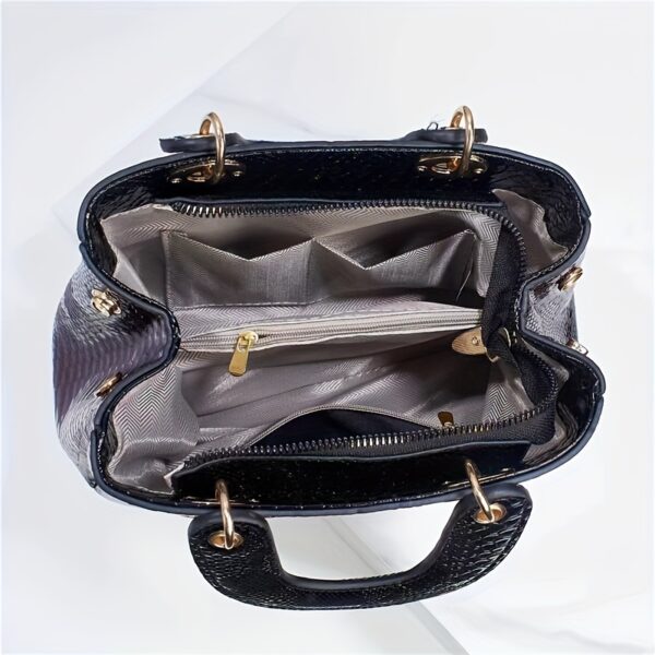 Luxury Crocodile Print Tote Bag, Elegant Top Handle Satchel, Women's Fashion Handbag, Shoulder Bag, Crossbody Bag & Purse - Image 6