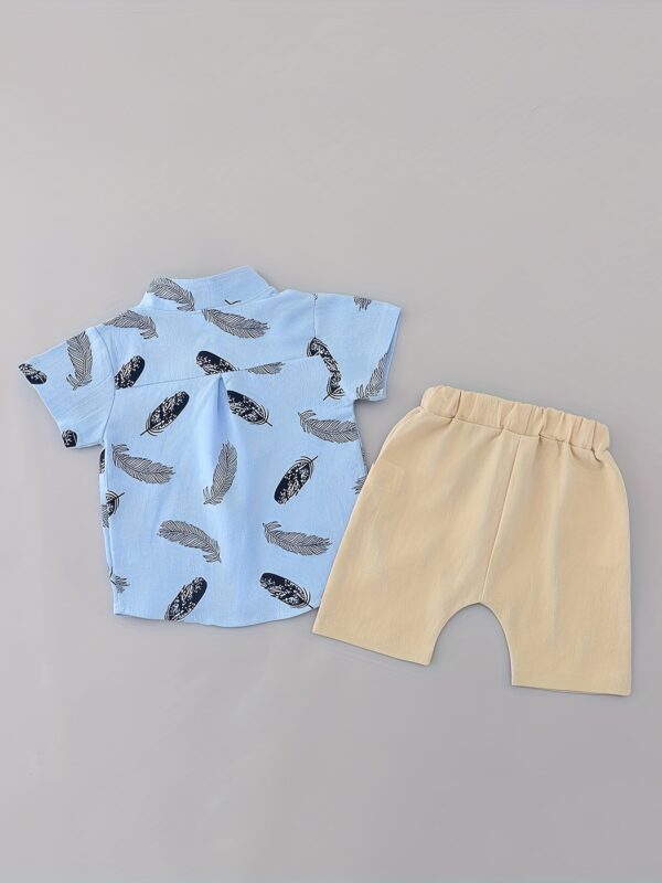 Toddler Summer Feather Print Shirt Shorts Set, for Outdoor - Image 10