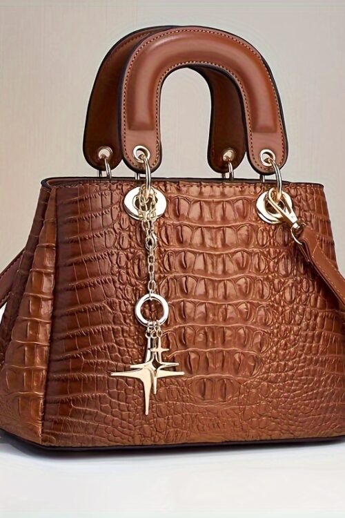 Luxury Crocodile Print Tote Bag, Elegant Top Handle Satchel, Women’s Fashion Handbag, Shoulder Bag, Crossbody Bag & Purse