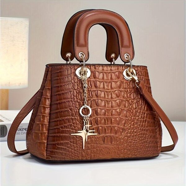Luxury Crocodile Print Tote Bag, Elegant Top Handle Satchel, Women's Fashion Handbag, Shoulder Bag, Crossbody Bag & Purse