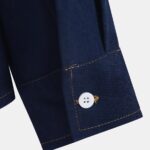 Men's Color Block Casual Jacket with Dual Pockets - Stylish Polyester Blend, Button-Up Shacket for Spring/Fall, Orange/Navy/Beige, Transitional Weather Wear|Color Block Jacket|Dual Pocket Design - Image 4