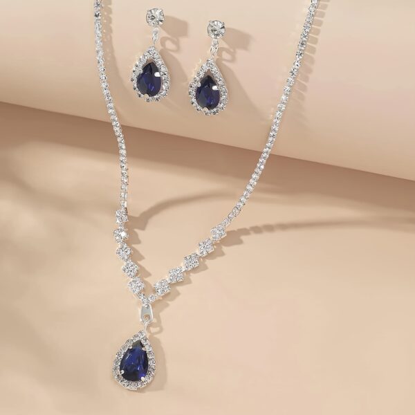 1 Set of Women's European and American Trendy Synthetic Zirconia Claw Chain Necklace Earrings Bridal Jewelry Set for Wedding, Party, or Holiday Gift - Image 3