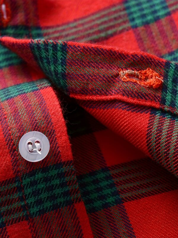 Festive Boys' Christmas Plaid Long-Sleeve Shirt & Maroon Suspender Pants Set - Casual European & American Style, Non-Stretch Polyester, Button-Up Collared Outfit for Fall/Winter, Boy Christmas Outfit - Image 10