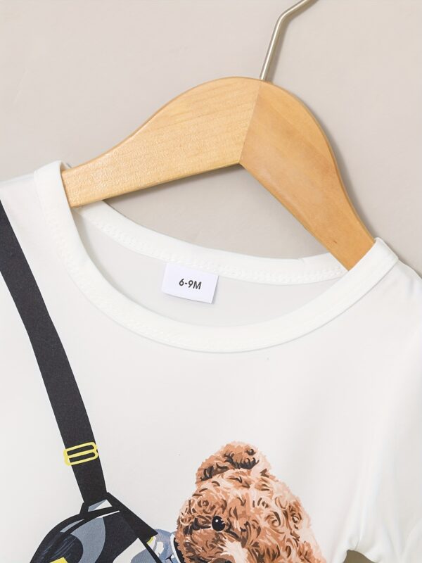 Baby Bear Print Pocket T-Shirt & Plaid Shorts - Image 10