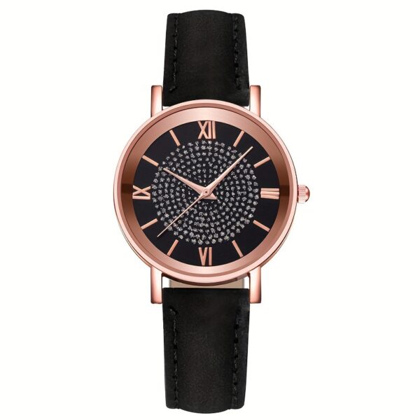 Ladies Casual Quartz Watch with Rhinestone Embellishments, Round Case, Analog Display, Band, Button Battery, Non-Rechargeable - Image 6