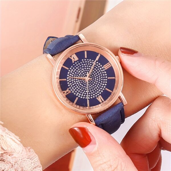 Ladies Casual Quartz Watch with Rhinestone Embellishments, Round Case, Analog Display, Band, Button Battery, Non-Rechargeable - Image 8