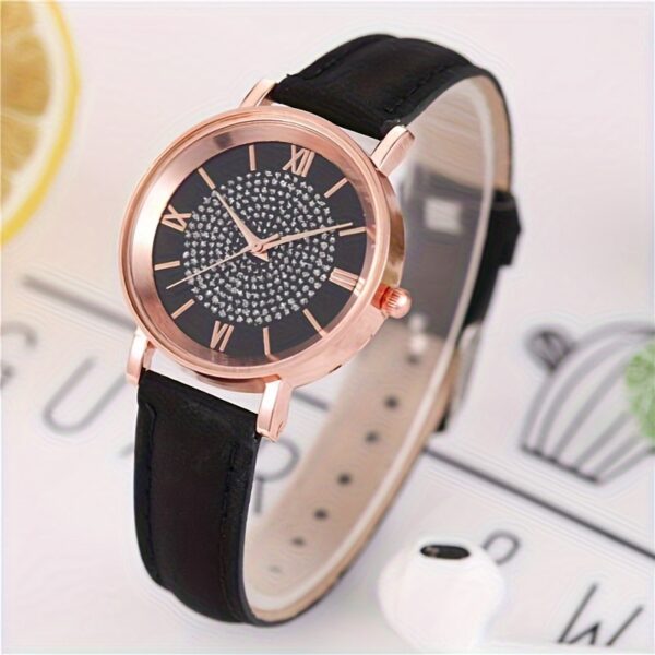 Ladies Casual Quartz Watch with Rhinestone Embellishments, Round Case, Analog Display, Band, Button Battery, Non-Rechargeable - Image 12