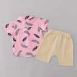 Toddler Summer Feather Print Shirt Shorts Set, for Outdoor - Image 6