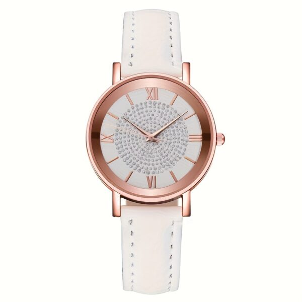 Ladies Casual Quartz Watch with Rhinestone Embellishments, Round Case, Analog Display, Band, Button Battery, Non-Rechargeable - Image 4