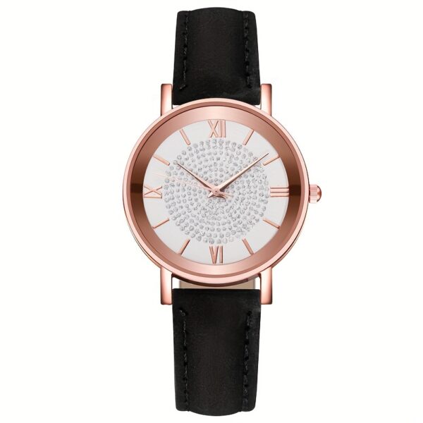 Ladies Casual Quartz Watch with Rhinestone Embellishments, Round Case, Analog Display, Band, Button Battery, Non-Rechargeable - Image 9