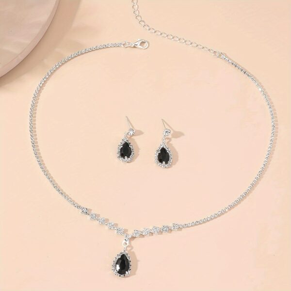 1 Set of Women's European and American Trendy Synthetic Zirconia Claw Chain Necklace Earrings Bridal Jewelry Set for Wedding, Party, or Holiday Gift - Image 8