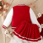 Preppy Style Girls 2pcs BABY GIRL Print Baseball Jacket + Pleated Skirt Outdoor Set For Party Sports Gift - Image 9