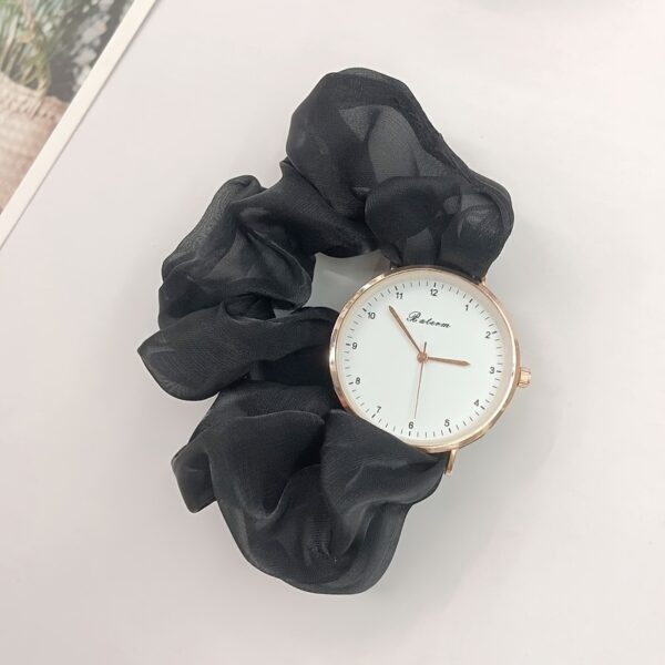 Cute Round Quartz Watch Sparkling Satin Hair Ring Strap Wrist Watch Women Casual Watch - Image 10