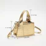 Luxurious Crocodile Print Synthetic Leather Handbag for Women - Golden Animal Print, Snap Button Closure, Synthetic Lining, Perfect for Formal & Casual Occasions - Image 3