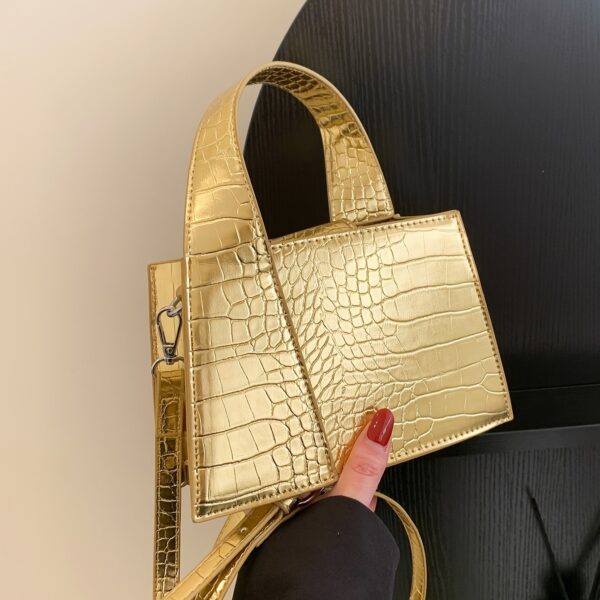 Luxurious Crocodile Print Synthetic Leather Handbag for Women - Golden Animal Print, Snap Button Closure, Synthetic Lining, Perfect for Formal & Casual Occasions - Image 7