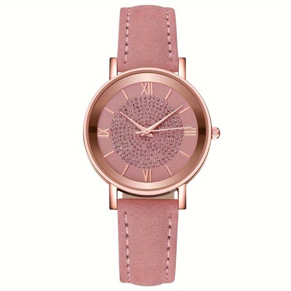 Ladies Casual Quartz Watch with Rhinestone Embellishments, Round Case, Analog Display, Band, Button Battery, Non-Rechargeable - Image 2