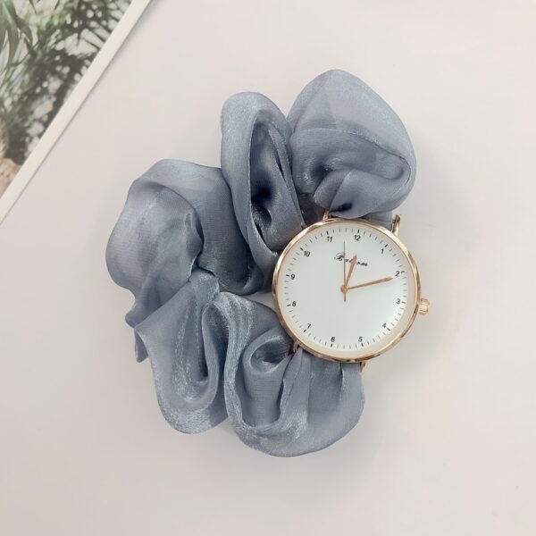 Cute Round Quartz Watch Sparkling Satin Hair Ring Strap Wrist Watch Women Casual Watch - Image 8