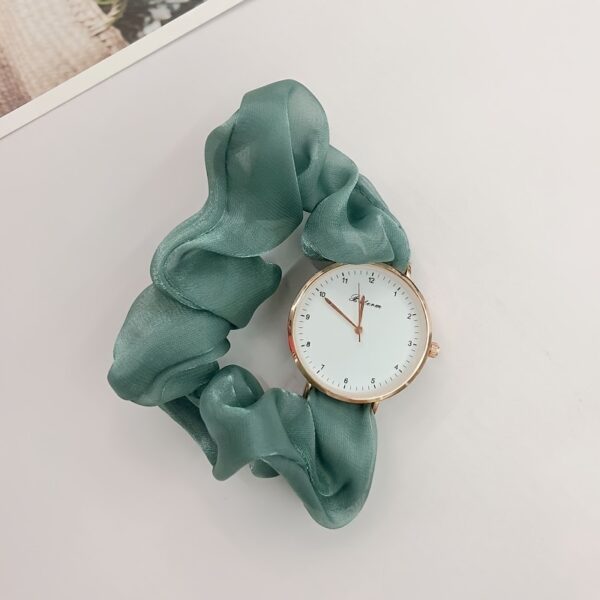 Cute Round Quartz Watch Sparkling Satin Hair Ring Strap Wrist Watch Women Casual Watch - Image 12