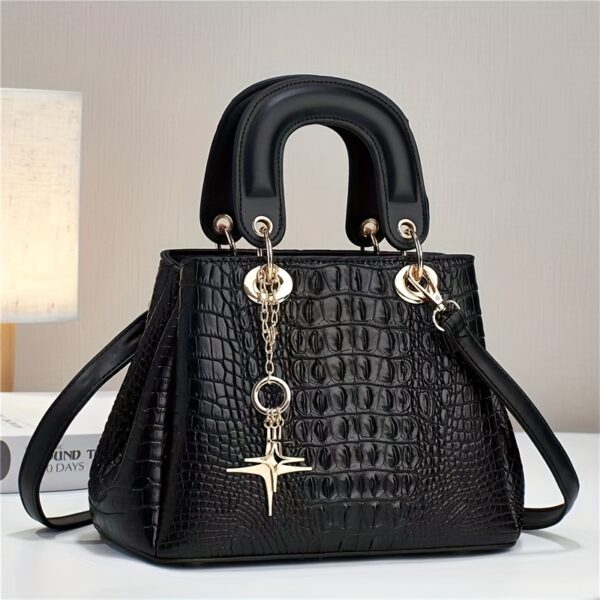 Luxury Crocodile Print Tote Bag, Elegant Top Handle Satchel, Women's Fashion Handbag, Shoulder Bag, Crossbody Bag & Purse - Image 10