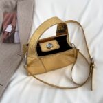 Luxurious Crocodile Print Synthetic Leather Handbag for Women - Golden Animal Print, Snap Button Closure, Synthetic Lining, Perfect for Formal & Casual Occasions - Image 5