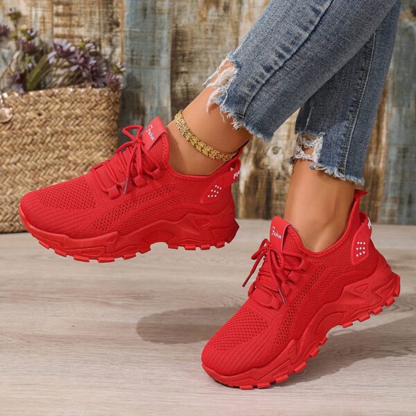 Large size Women's white shoes, summer mesh lace sneakers, comfortable low-top running shoes, travel and vacation leisure - Image 13