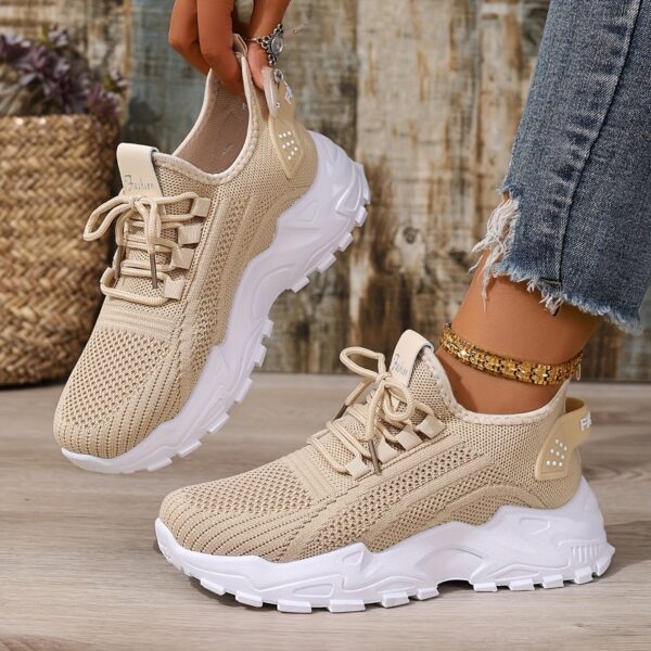Large size Women's white shoes, summer mesh lace sneakers, comfortable low-top running shoes, travel and vacation leisure - Image 20