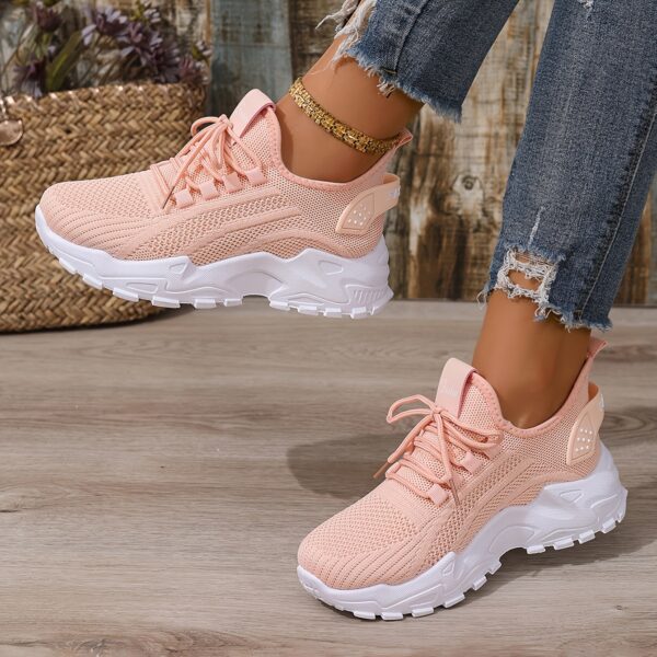 Large size Women's white shoes, summer mesh lace sneakers, comfortable low-top running shoes, travel and vacation leisure - Image 25