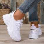 Large size Women's white shoes, summer mesh lace sneakers, comfortable low-top running shoes, travel and vacation leisure - Image 26