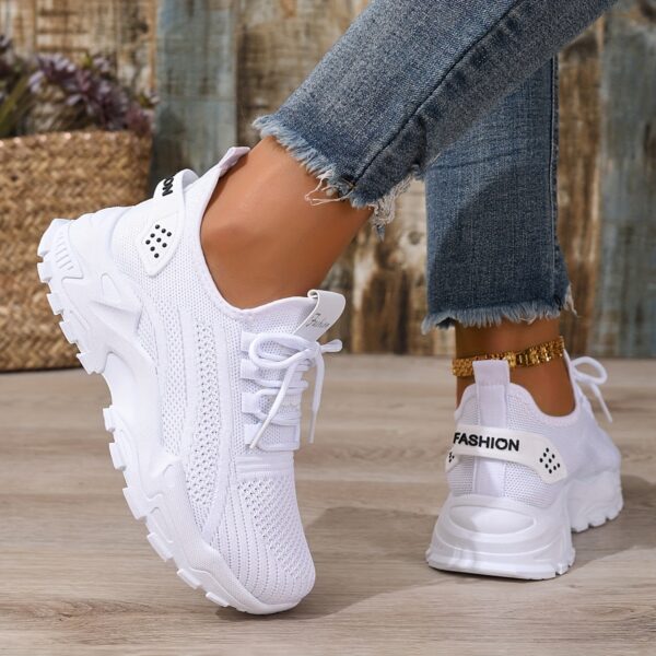 Large size Women's white shoes, summer mesh lace sneakers, comfortable low-top running shoes, travel and vacation leisure - Image 26