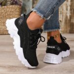 Large size Women's white shoes, summer mesh lace sneakers, comfortable low-top running shoes, travel and vacation leisure - Image 27