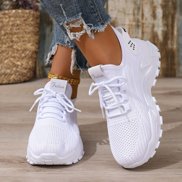 Large size Women's white shoes, summer mesh lace sneakers, comfortable low-top running shoes, travel and vacation leisure - Image 23