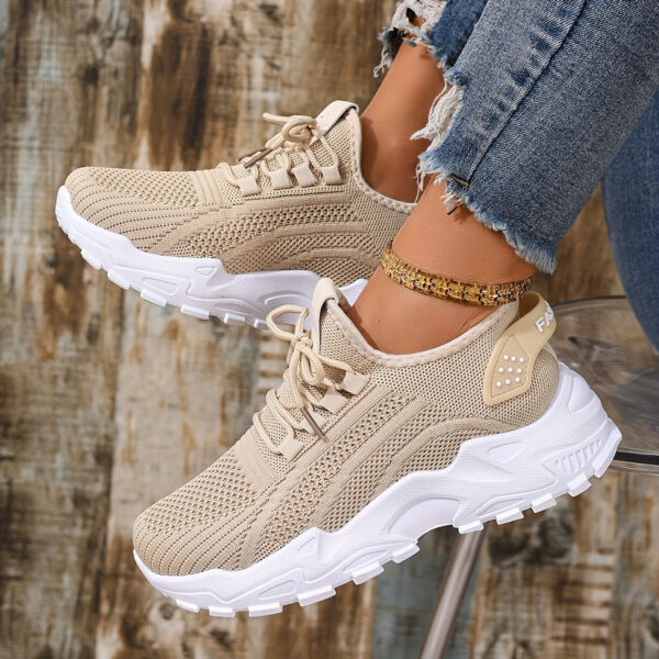 Large size Women's white shoes, summer mesh lace sneakers, comfortable low-top running shoes, travel and vacation leisure - Image 7